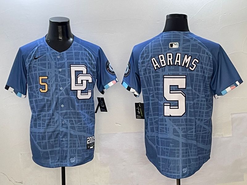 Men Washington Nationals #5 Abrams Blue Joint Name Nike 2025 MLB Jersey style 2